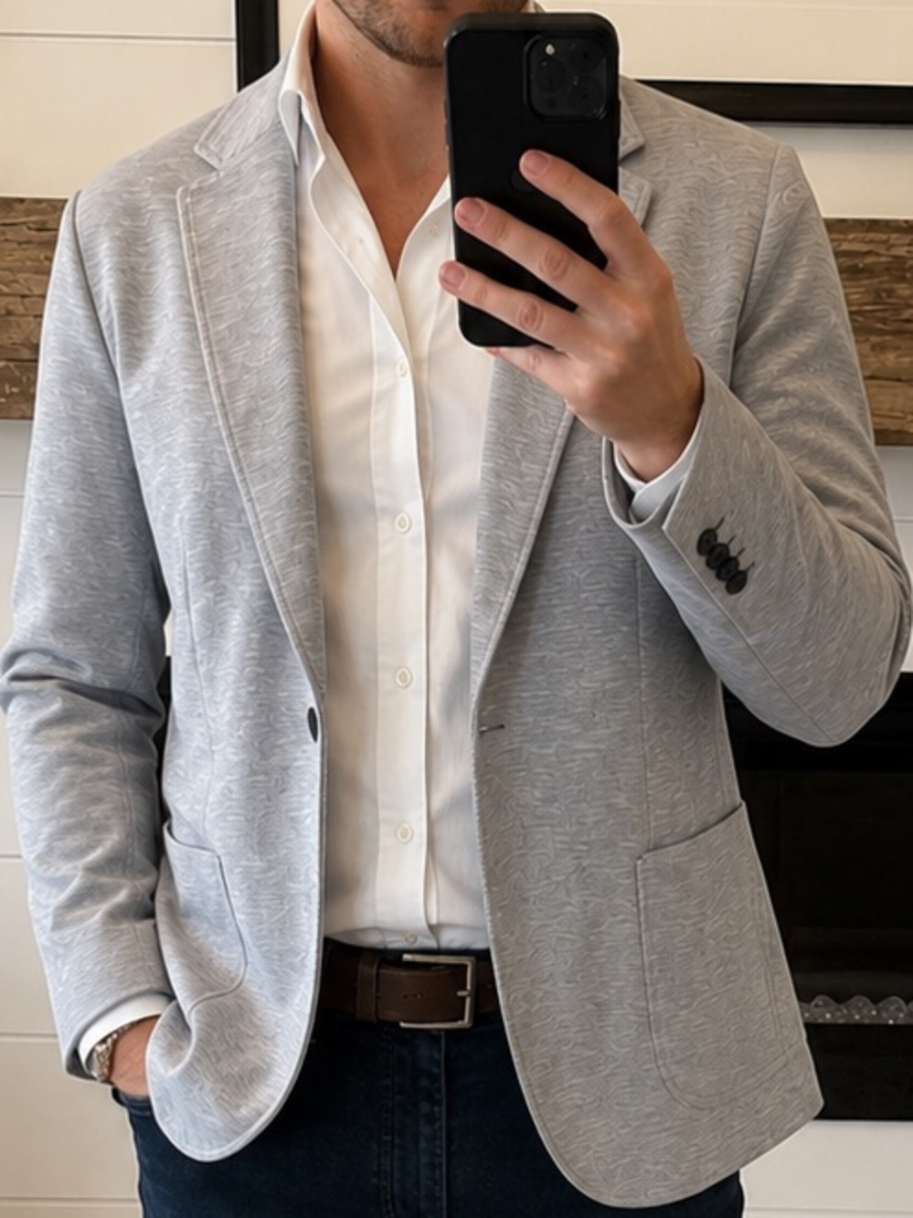 7 Downie St. Men's Blue Light Knit Blazer - Modern Tailored Fit